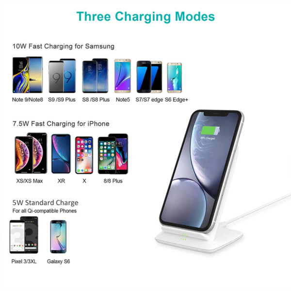 CHOETECH T555-S 10W 2 Coils Fast Wireless Charging For 11/11Pro/11ProMax/XR/XsMax/XS/X/8/8Plus/S20/S10/S9/S8/Note 10/Note 9 and More