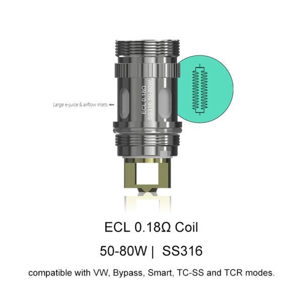 Eleaf EC Series Coil Heads for iSmoka Eleaf iJust S & iJust 2 & ijust 2 Mini & Melo & Melo 2 & Melo 3 & Melo 3 Mini & Pico & lemo 3 & Atlantis & Atlantis 2 & Atalantis Mega & Pico Plus & iJust ECM Tank & MELO 4 & MELO 3 Nano & Melo 6 Tank(5pcs/pack)