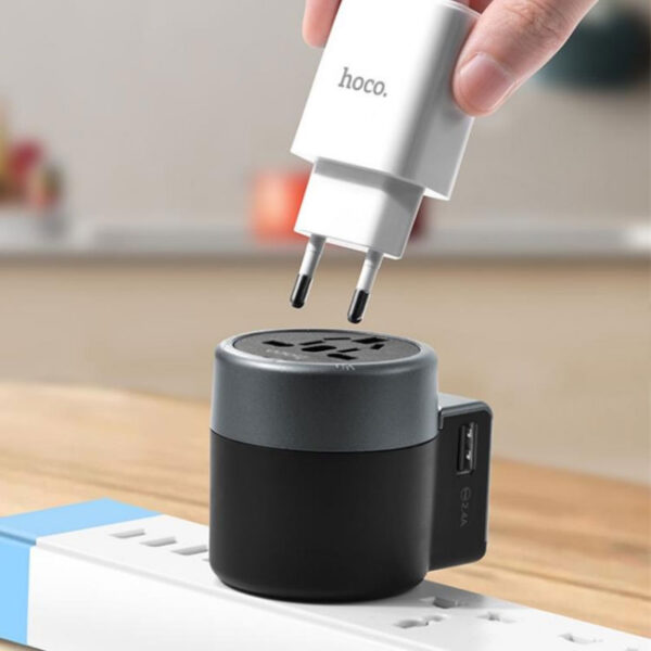 HOCO AC4 Dual Port Rotating Charging Universal Converter For 7/7 Plus/6S/6S Plus/6 Plus/6/SE (2020)/ 11/ 11Pro/11ProMax/XsMax,/XR/ XS/X/8/8 Plus/ AirPods/Ipad/Samsung/LG/HTC/Huawei/Moto/xiao MI and More