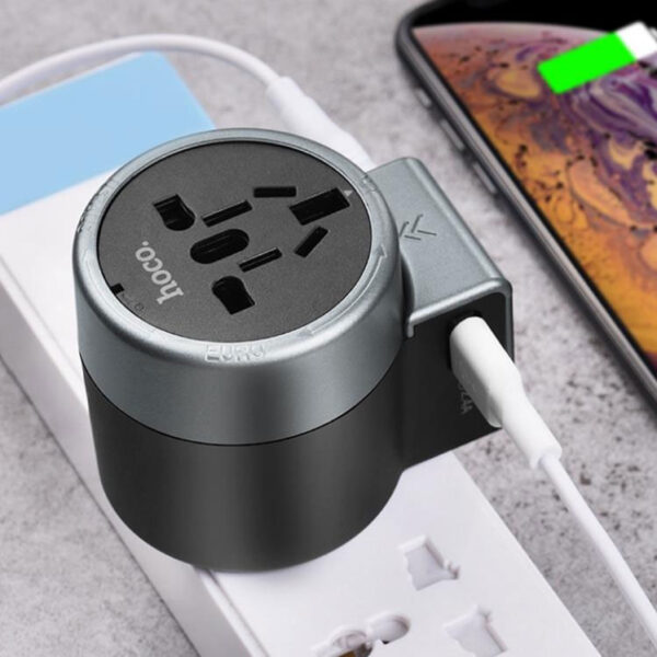 HOCO AC4 Dual Port Rotating Charging Universal Converter For 7/7 Plus/6S/6S Plus/6 Plus/6/SE (2020)/ 11/ 11Pro/11ProMax/XsMax,/XR/ XS/X/8/8 Plus/ AirPods/Ipad/Samsung/LG/HTC/Huawei/Moto/xiao MI and More