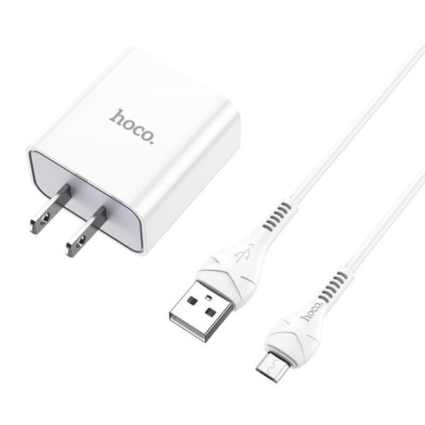 HOCO C81 Asombroso White Single Port Charger Set Fast Charger For 7/7 Plus/6S/6S Plus/6 Plus/6/SE (2020)/ 11/ 11Pro/11ProMax/XsMax,/XR/ XS/X/8/8 Plus/ AirPods/Ipad/Samsung/LG/HTC/Huawei/Moto/xiao MI and More