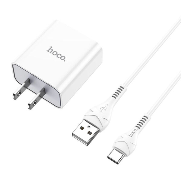 HOCO C81 Asombroso White Single Port Charger Set Fast Charger For 7/7 Plus/6S/6S Plus/6 Plus/6/SE (2020)/ 11/ 11Pro/11ProMax/XsMax,/XR/ XS/X/8/8 Plus/ AirPods/Ipad/Samsung/LG/HTC/Huawei/Moto/xiao MI and More