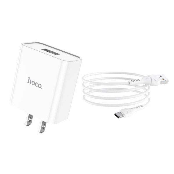 HOCO C81 Asombroso White Single Port Charger Set Fast Charger For 7/7 Plus/6S/6S Plus/6 Plus/6/SE (2020)/ 11/ 11Pro/11ProMax/XsMax,/XR/ XS/X/8/8 Plus/ AirPods/Ipad/Samsung/LG/HTC/Huawei/Moto/xiao MI and More