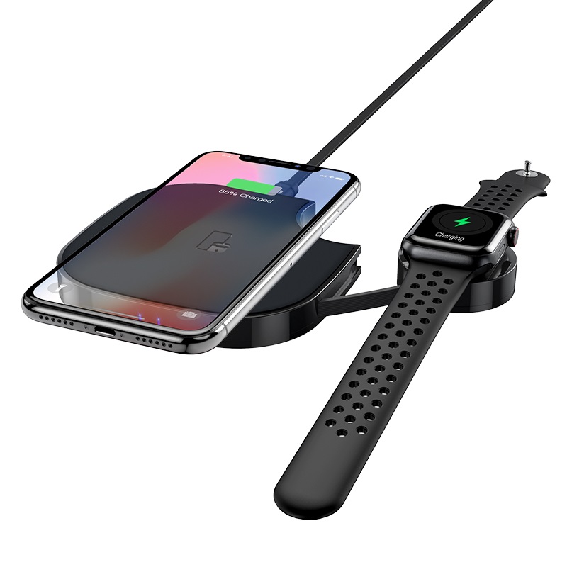 HOCO S5 Rich Power 2-In-1 Wireless Charger FOR 11/11Pro/11ProMax/XR/XsMax/XS/X/8/8Plus/S20/S10/S9/S8/Note 10/Note 9 and More