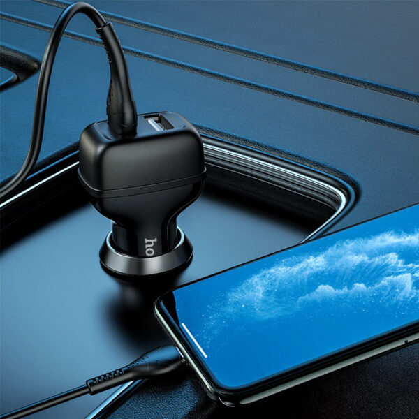 HOCO Z36 Leader Dual Port Car Charger Fast Charging For 7/7 Plus/6S/6S Plus/6 Plus/6/SE (2020)/ 11/ 11Pro/11ProMax/XsMax,/XR/ XS/X/8/8 Plus/ AirPods/Ipad/Samsung/LG/HTC/Huawei/Moto/xiao MI and More
