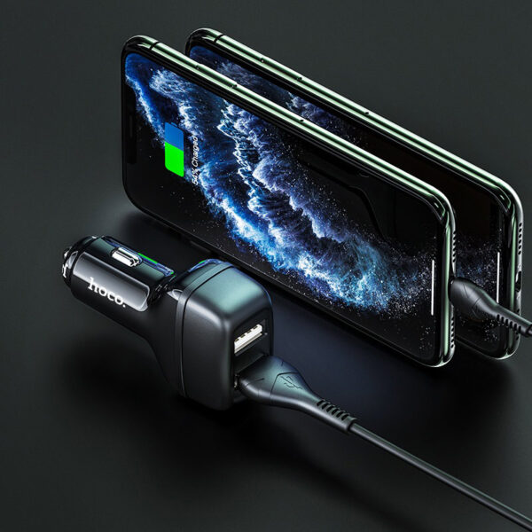 HOCO Z36 Leader Dual Port Car Charger Fast Charging For 7/7 Plus/6S/6S Plus/6 Plus/6/SE (2020)/ 11/ 11Pro/11ProMax/XsMax,/XR/ XS/X/8/8 Plus/ AirPods/Ipad/Samsung/LG/HTC/Huawei/Moto/xiao MI and More