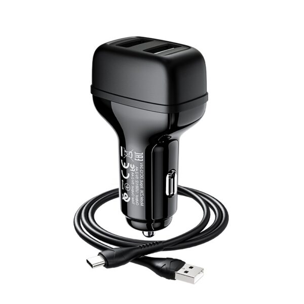 HOCO Z36 Leader Dual Port Car Charger Fast Charging For 7/7 Plus/6S/6S Plus/6 Plus/6/SE (2020)/ 11/ 11Pro/11ProMax/XsMax,/XR/ XS/X/8/8 Plus/ AirPods/Ipad/Samsung/LG/HTC/Huawei/Moto/xiao MI and More