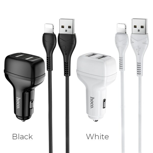 HOCO Z36 Leader Dual Port Car Charger Fast Charging For 7/7 Plus/6S/6S Plus/6 Plus/6/SE (2020)/ 11/ 11Pro/11ProMax/XsMax,/XR/ XS/X/8/8 Plus/ AirPods/Ipad/Samsung/LG/HTC/Huawei/Moto/xiao MI and More