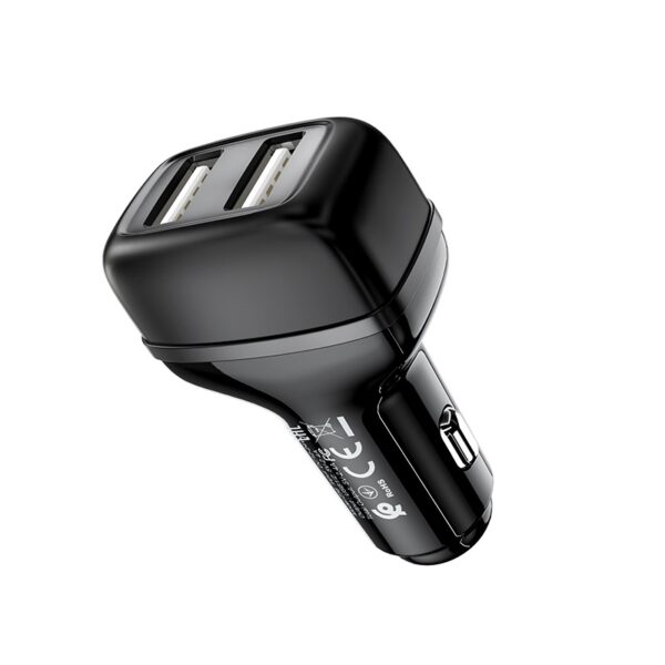 HOCO Z36 Leader Dual Port Car Charger Fast Charging For 7/7 Plus/6S/6S Plus/6 Plus/6/SE (2020)/ 11/ 11Pro/11ProMax/XsMax,/XR/ XS/X/8/8 Plus/ AirPods/Ipad/Samsung/LG/HTC/Huawei/Moto/xiao MI and More