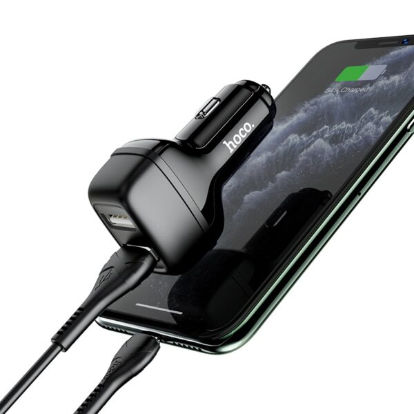 HOCO Z36 Leader Dual Port Car Charger Fast Charging For 7/7 Plus/6S/6S Plus/6 Plus/6/SE (2020)/ 11/ 11Pro/11ProMax/XsMax,/XR/ XS/X/8/8 Plus/ AirPods/Ipad/Samsung/LG/HTC/Huawei/Moto/xiao MI and More