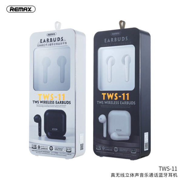 REMAX TWS-11 Bluetooth 5.0 True Wireless Earbuds With Charging Case Premium Sound With Deep Bass For Sport Running 300mAh