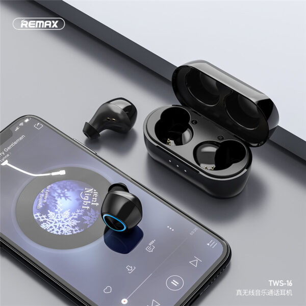 REMAX TWS-16 Bluetooth 5.0 True Wireless Earbuds With Charging Case Premium Sound With Deep Bass For Sport Running 220mAh