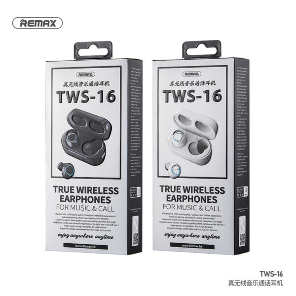 REMAX TWS-16 Bluetooth 5.0 True Wireless Earbuds With Charging Case Premium Sound With Deep Bass For Sport Running 220mAh