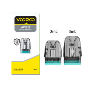 VOOPOO ARGUS Top Filling Cartridge V2 for Argus/Argus Se Kit, Argus P1/P1s/P2 Pod Kit, Argus Z, Argus G / G2/ G2 Mini / G3 Pod Kit, Argus A Pod Kit, ARGUS Klyc Kit 2ml / 3ml (3pcs/pack)