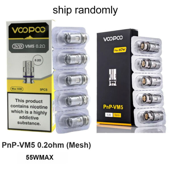 Voopoo PnP Replacement Coils for Drag Baby/Mini/2/S/X,VINCI Series Kit,Argus Pro,PnP 20/22,V.SUIT,Doric 60,Drag E60,Drag H80 S (5Pcs/Pack)